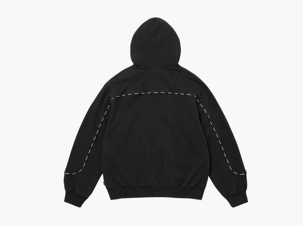 Supreme Piping Zip Up Hooded Sweatshirt Black 