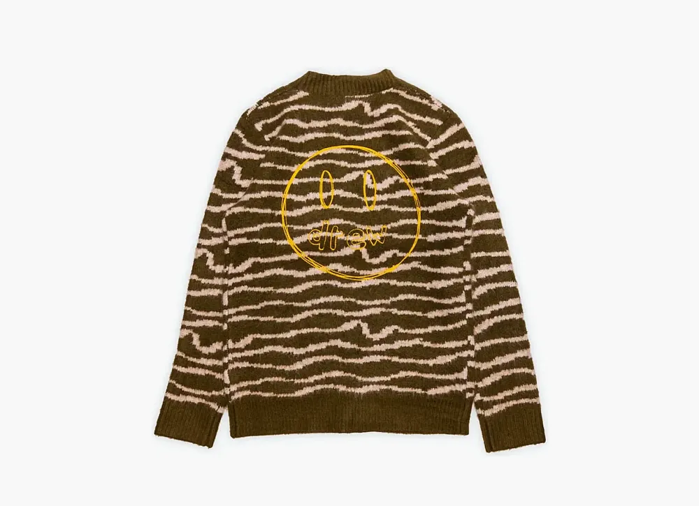 Drew House Sketch Mascot Squiggle Cardigan Olive Ivory