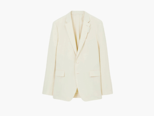 Burberry Linen Blend Slim Fit Tailored Blazer Natural White 