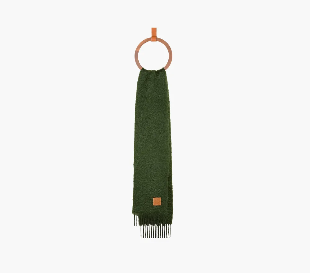 Loewe Scarf in Mohair and Wool Forest Green