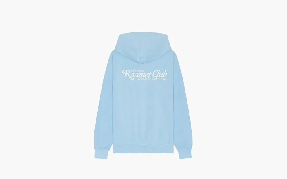 Sporty & Rich 94 Racquet Club Unisex Hoodie Blauw Light Blue