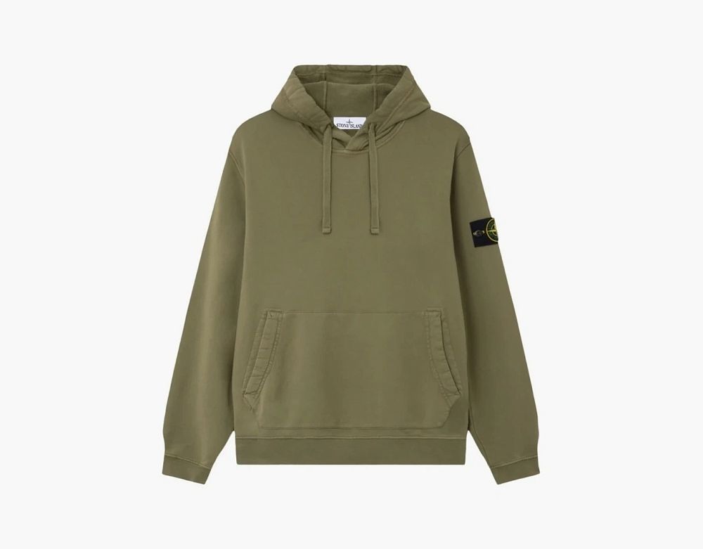 Stone Island Organic Cotton Fleece Hoodie Military Green