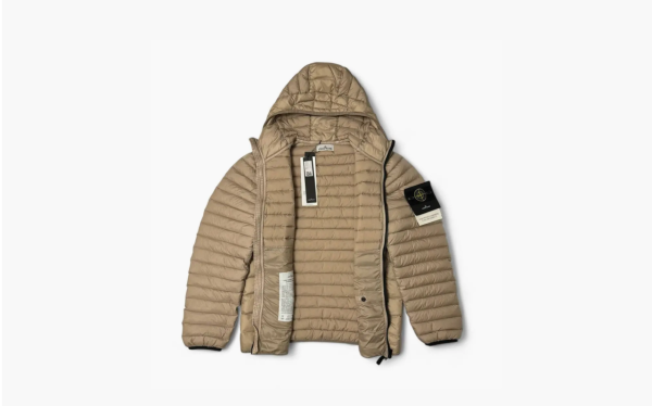 Stone Island Gray Garment-dyed Down Jacket Brown 