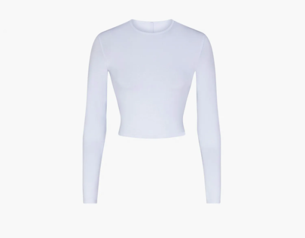 Skims New Vintage Cropped Long Sleeve T-Shirt Periwinkle 
