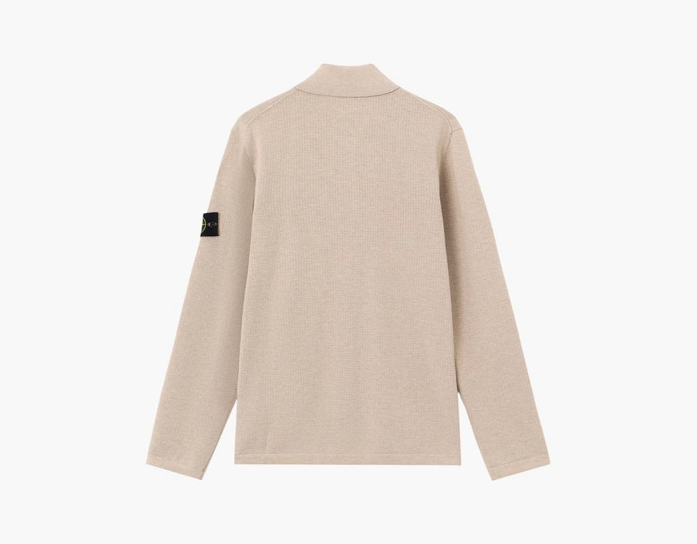 Stone Island Micro Stitch Soft Organic Cotton Long-Sleeve Polo Desert Melange
