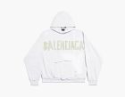 Balenciaga Tape Type Ripped Pocket Hoodie Large Fit White