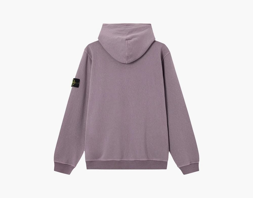 Stone Island Malfile Fleece Old Effect Hooded Sweatshirt Purple Grey