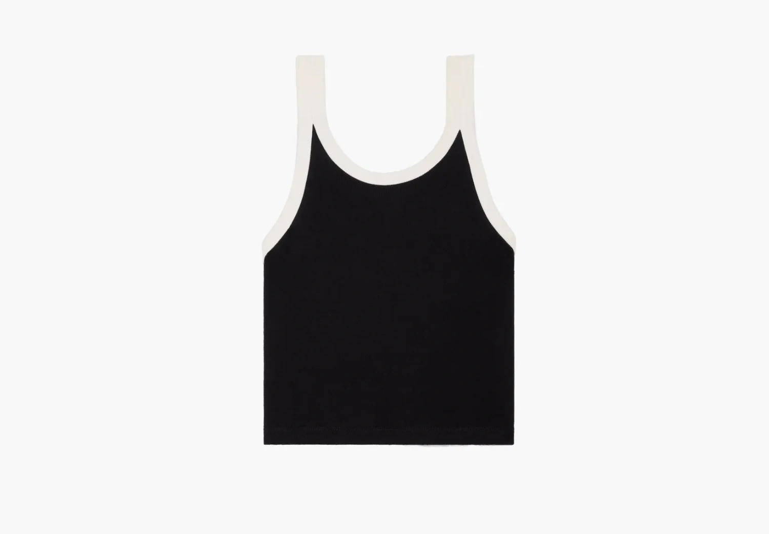 Celine Cropped Tank Top In Cotton Jersey Black/Ecru 