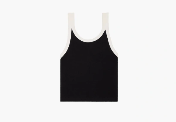 Celine Cropped Tank Top In Cotton Jersey Black/Ecru  Celine Cropped Tank Top In Cotton Jersey Black/Ecru