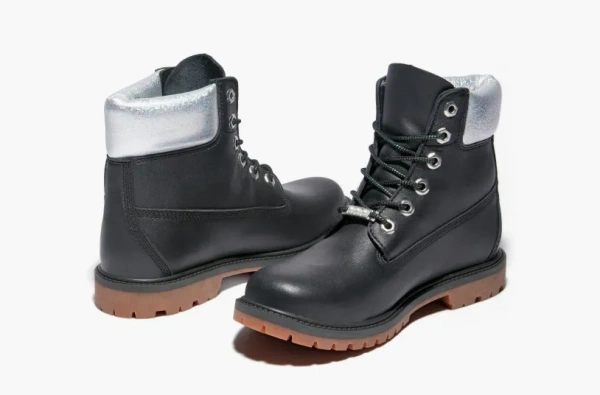 Timberland Heritage 6 Inch Waterproof Boots WMNS Black Full Grain With Silver Collar  Timberland Heritage 6 Inch Waterproof Boots WMNS Black Full Grain With Silver Collar