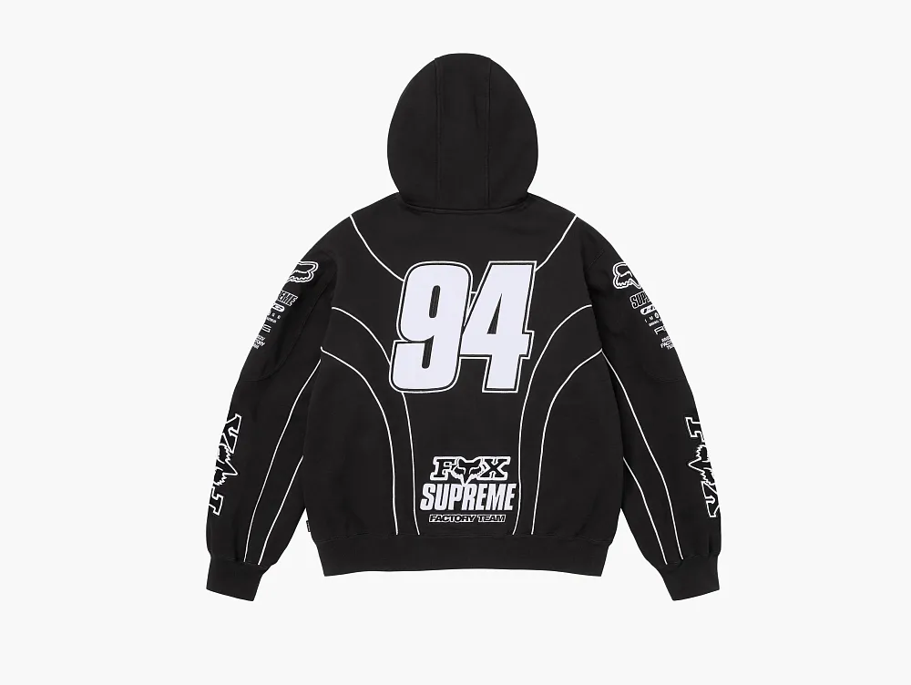 Supreme x Fox Racing Zip Up Hooded Sweatshirt Black