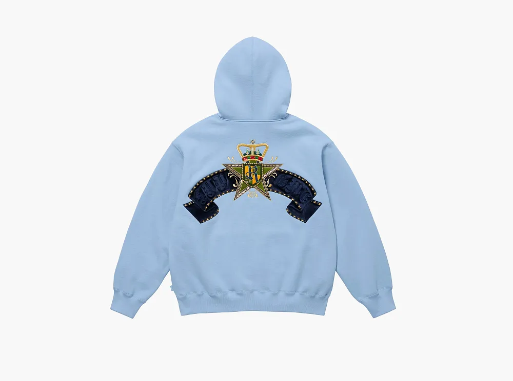 Supreme Crest Zip Up Hooded Sweatshirt Light Blue