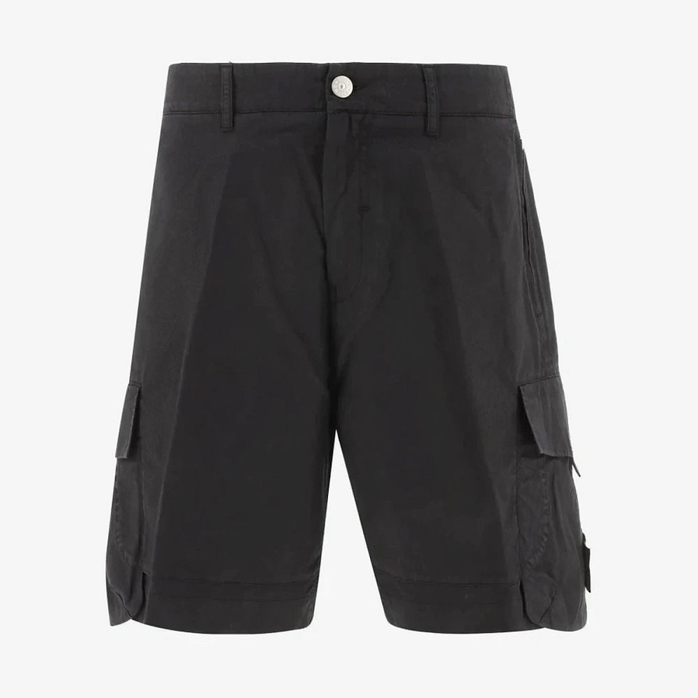Stone Island Cotton Rep Cargo Shorts Black