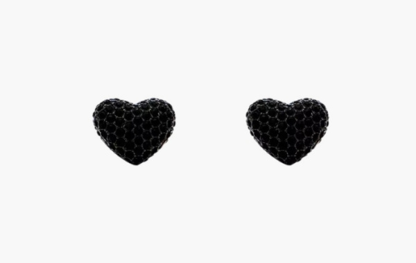 Marc Jacobs The Heart Balloon Pave Earrings Black Crystal 