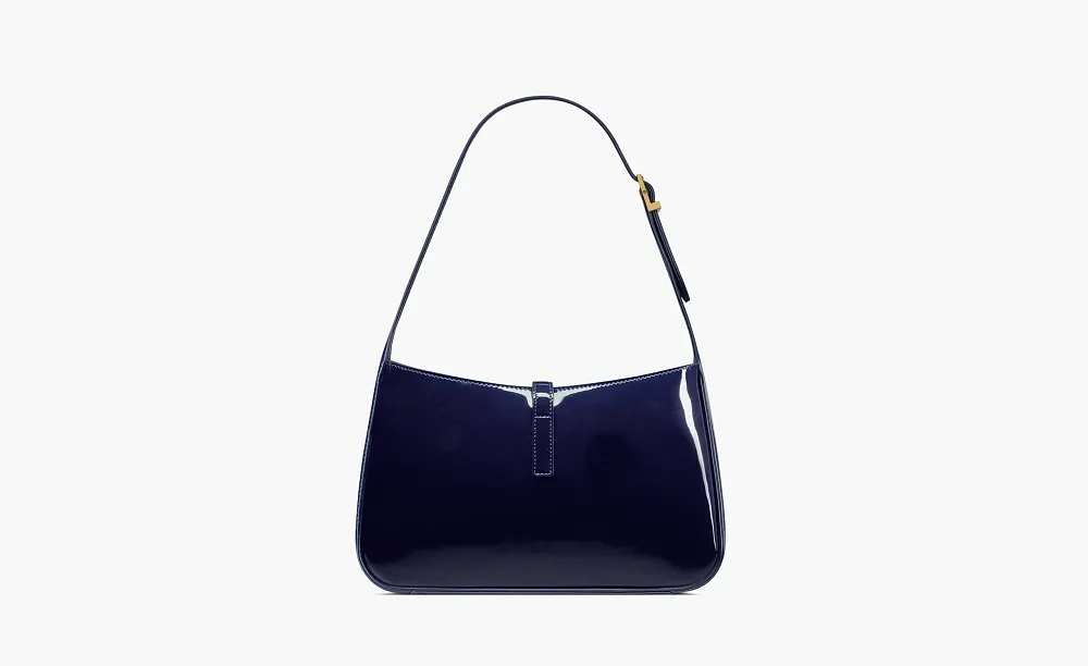 Saint Laurent Le 5 A 7 Bag In Patent Leather Midnight Blue