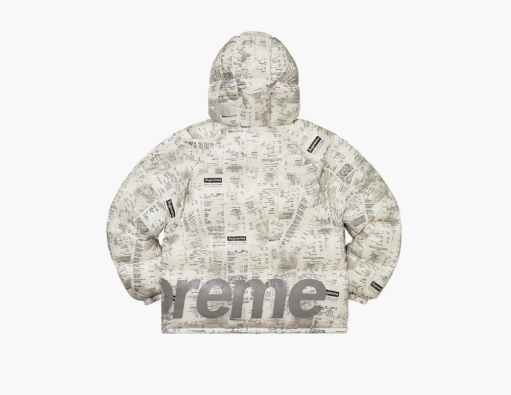 Supreme Hooded Down Jacket Receipts