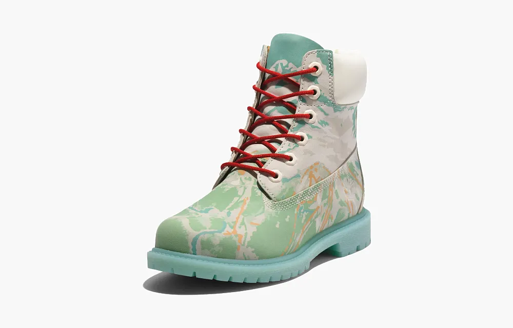 Timberland Ski School Heritage 6 Inch Boot WMNS Trail Maps - Blue Green Nubuck