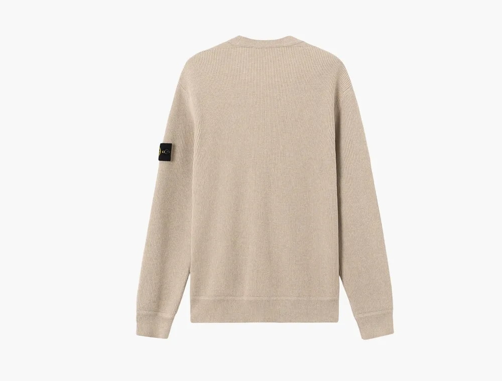 Stone Island Ribbed Soft Organic Cotton Crewneck Jumper Desert
