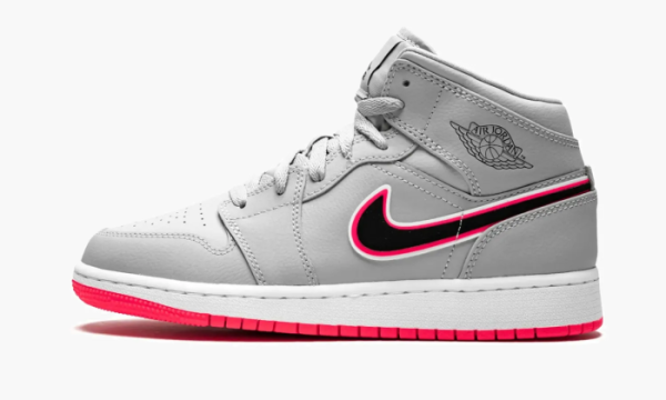 Air Jordan 1 Mid GS Wolf Grey Racer Pink 