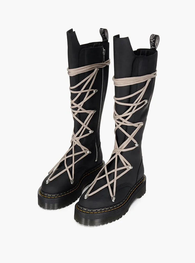 Rick Owens x Dr. Martens 1B60 Quad Sole Pentalace Boots Black
