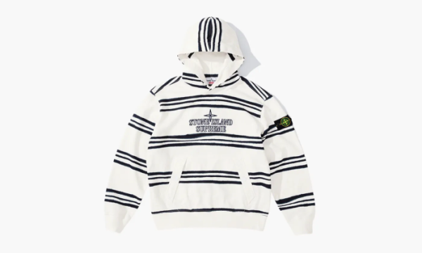 Stone Island X Supreme Warp Stripe Hooded Sweatshirt White 