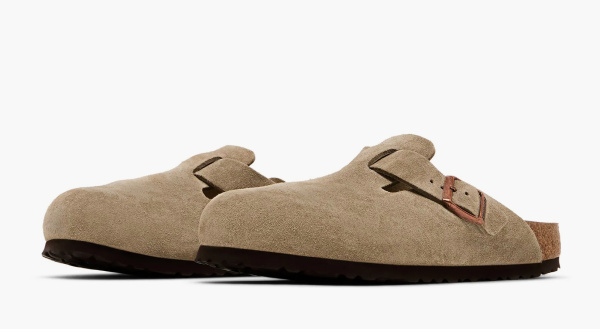 Birkenstock Boston Soft Footbed Suede Narrow Fit Taupe 