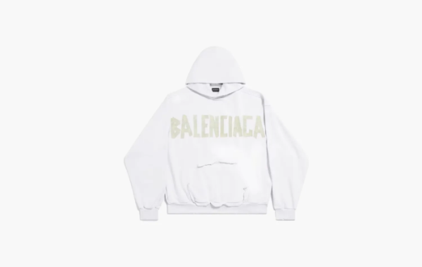 Balenciaga Tape Type Ripped Pocket Hoodie Large Fit White 
