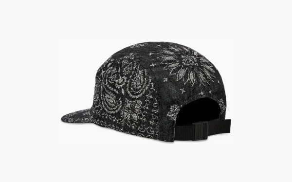 Supreme Bandana Jacquard Denim Camp Cap Black  Supreme Bandana Jacquard Denim Camp Cap Black