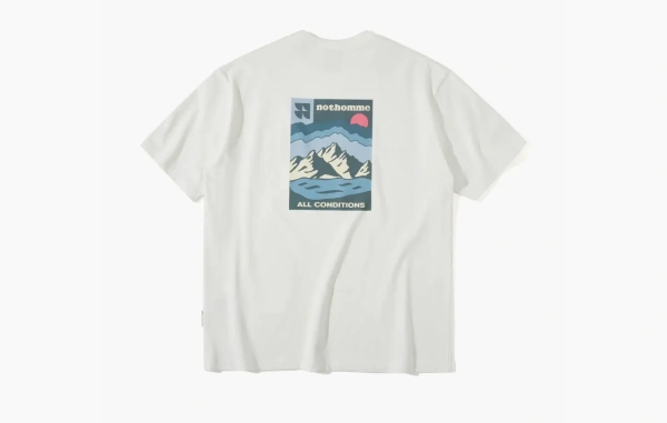 Nothomme Mountain Peak Water Land Air Print T-Shirt White 