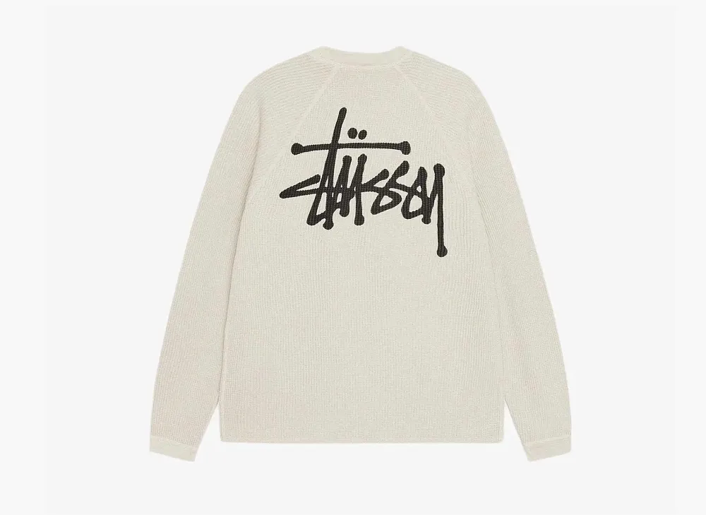 Stussy Raglan Thermal Long-Sleeve Crew Bone