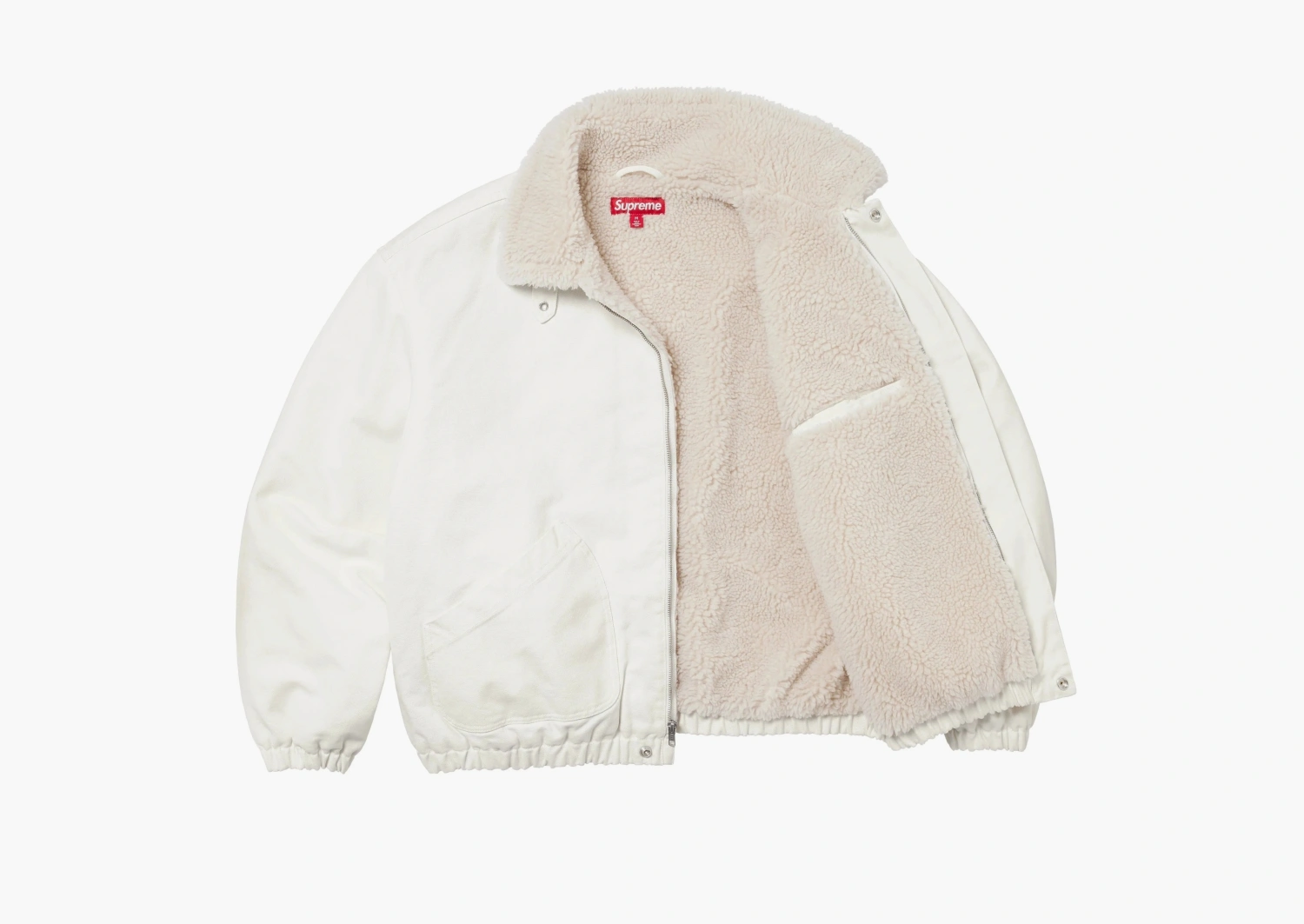 Supreme Faux Shearling Lined Bomber Jacket White 