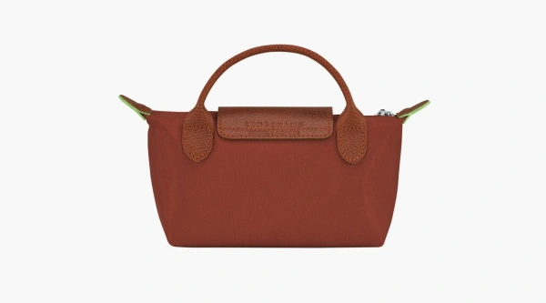 Longchamp Le Pliage Green Handle Pouch Chestnut 