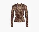 Skims x Dolce&Gabbana Cotton Jersey Long Sleeve T-Shirt Leopard