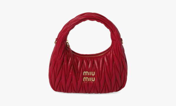 Miu Miu Wander Matelasse Nappa Leather Hobo Bag Red 