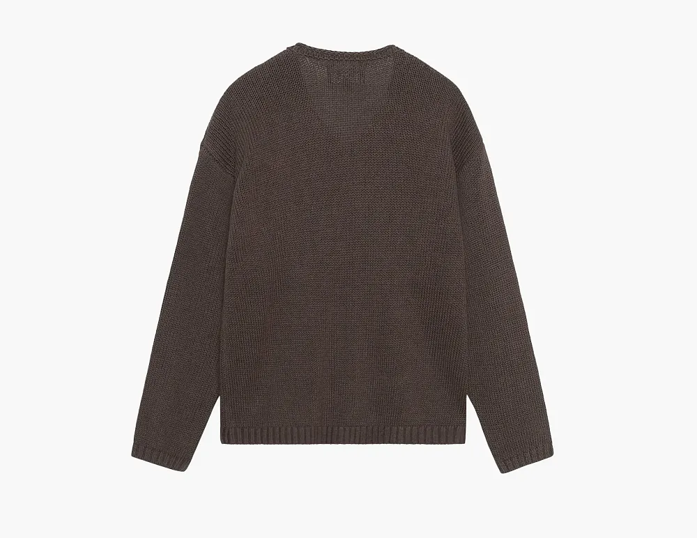 Stussy Embroidered V Neck Logo Sweater Brown