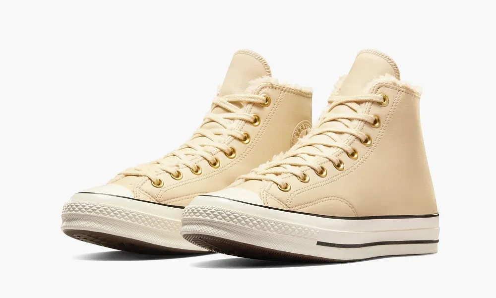 Converse Chuck 70 Leather Faux Sherpa Bone