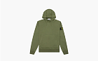 Stone Island Logo Patch Pull Over Hoodie Olive Green