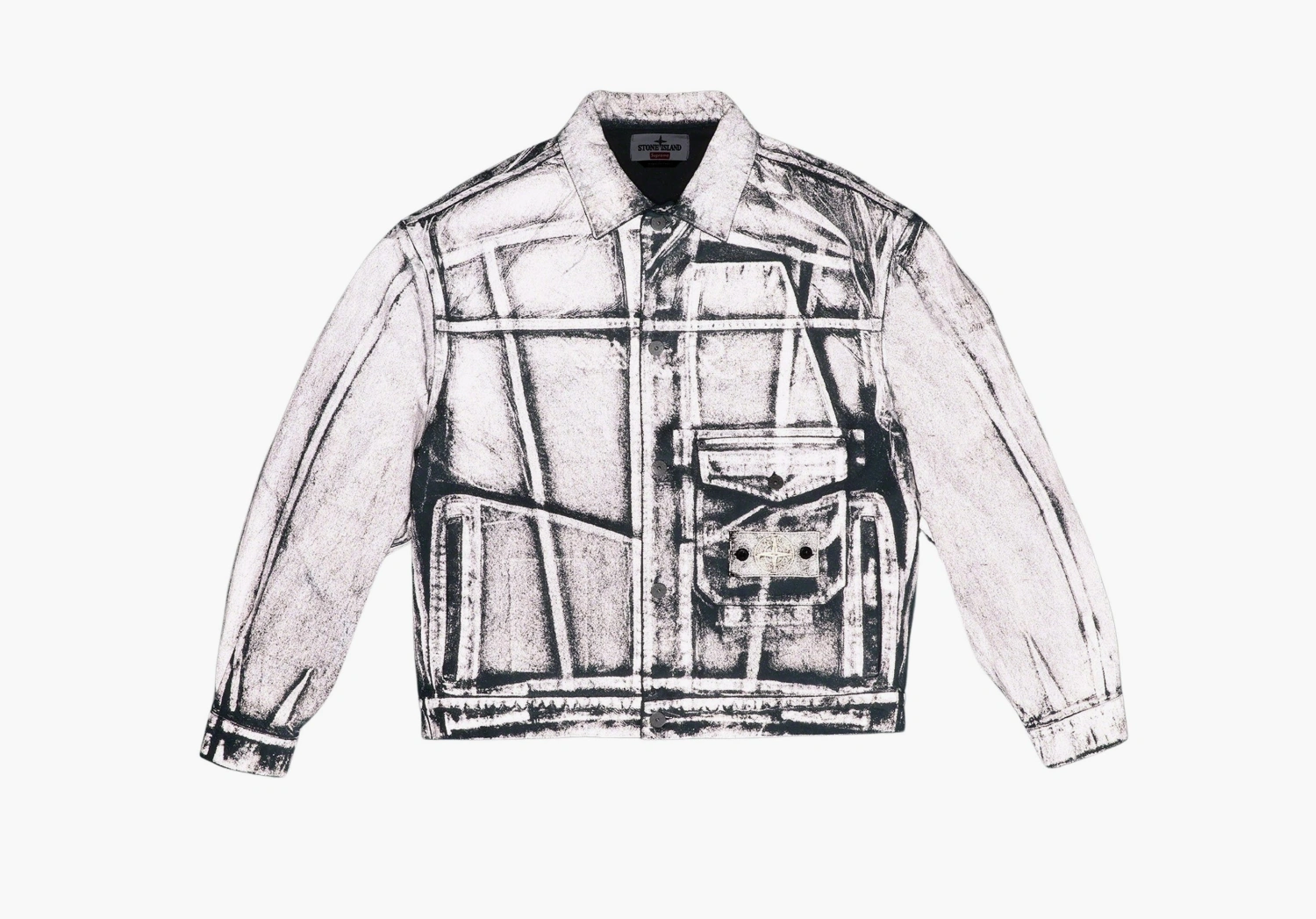 Supreme x Stone Island Denim Trucker Jacket Reflective 