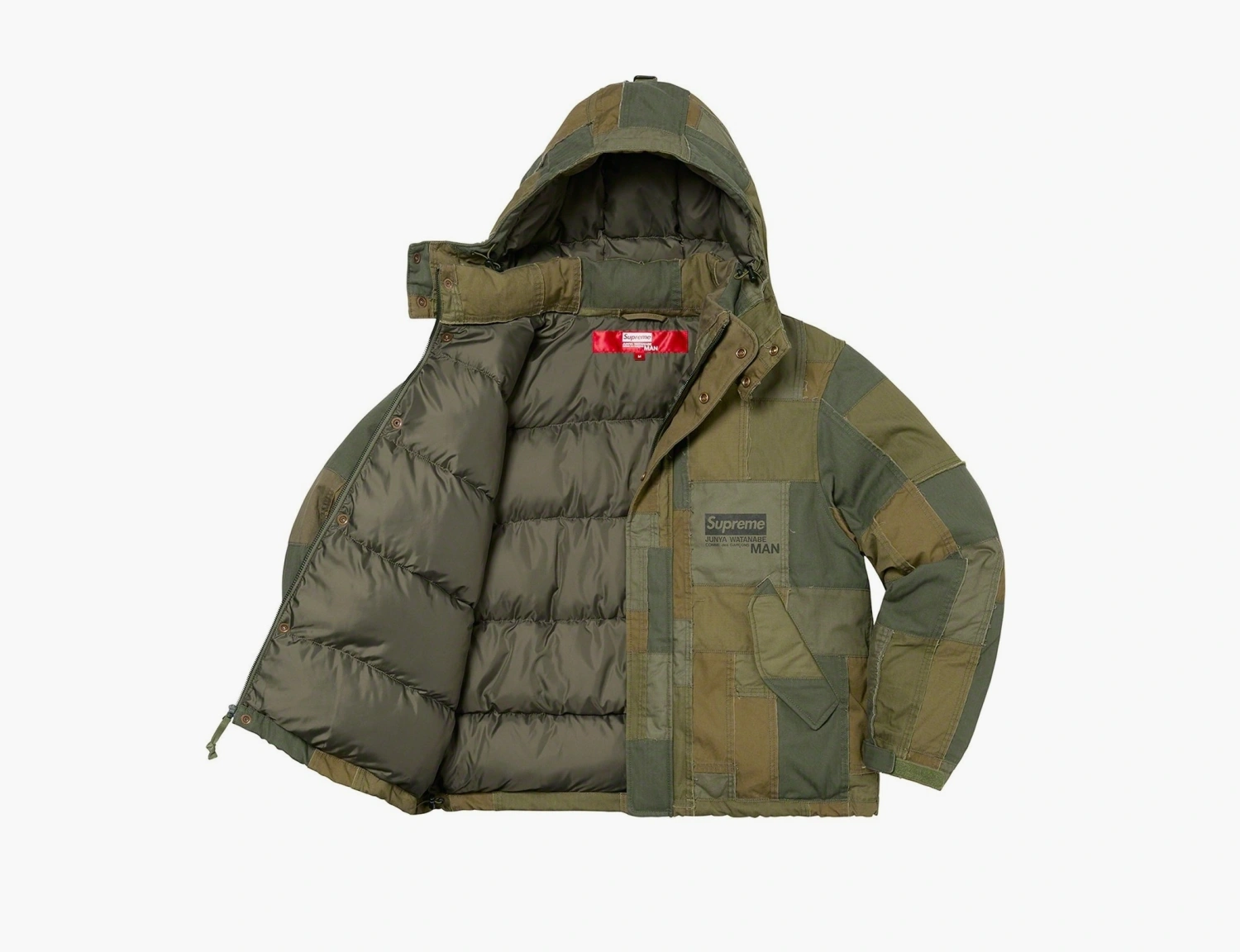 Supreme x Junya Watanabe x Comme des Garçons MAN Patchwork Puffy Jacket Olive 