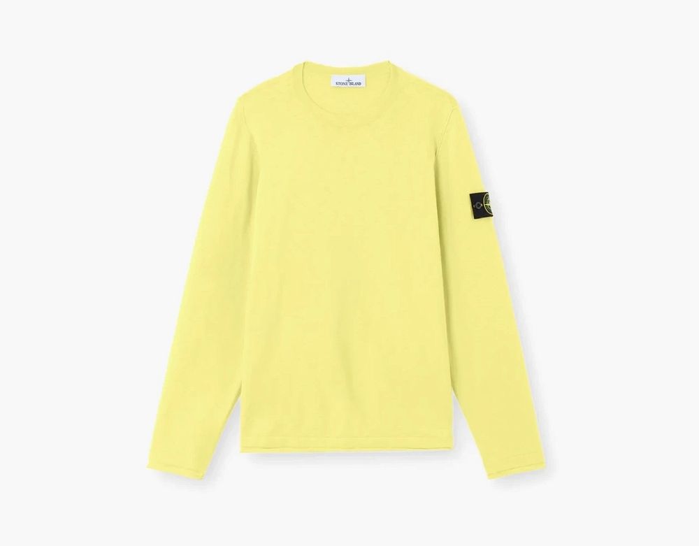 Stone Island Organic Cotton Nylon Crewneck Jumper Bright Yellow