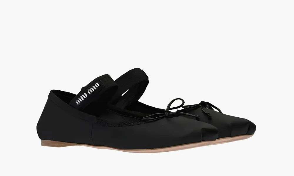 Miu Miu Satin Ballerinas Black