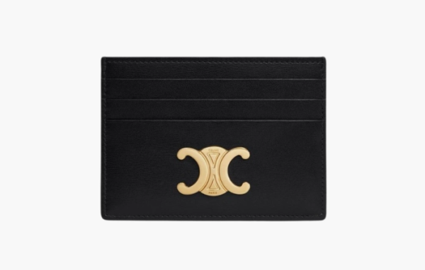 Celine Card Holder Triomphe Shiny Calfskin Black 