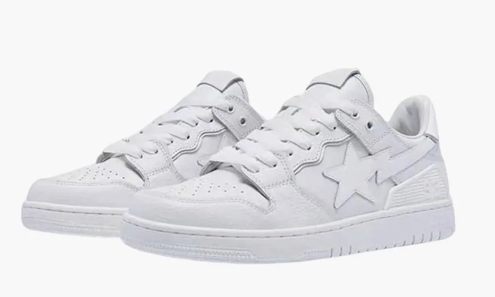 A Bathing Ape BAPE SK8 Sta Triple White Patent Leather