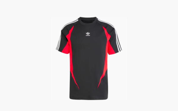 Adidas Archive Trefoil embroidered T shirt Black/Better Scarlet Red 