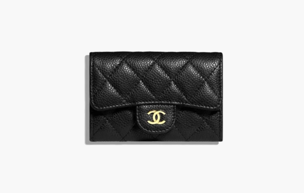 Chanel Flap Coin Calfskin Leather Wallet Black 