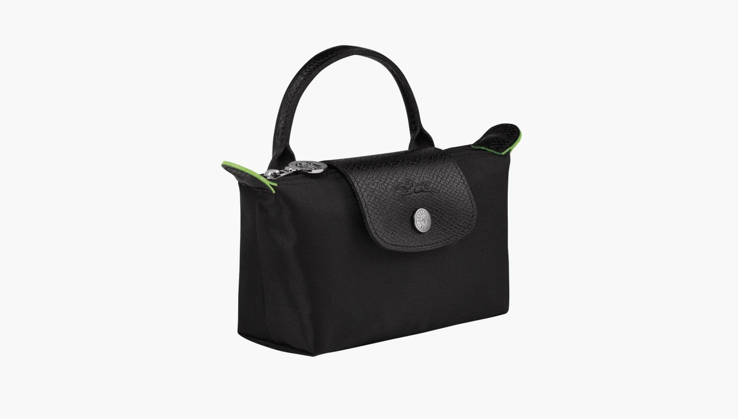 Longchamp Le Pliage Green Handle Pouch Black 
