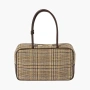 Miu Miu Beau Tartan Top-Handle Bag with Leather Details "Cocoa Brown" 