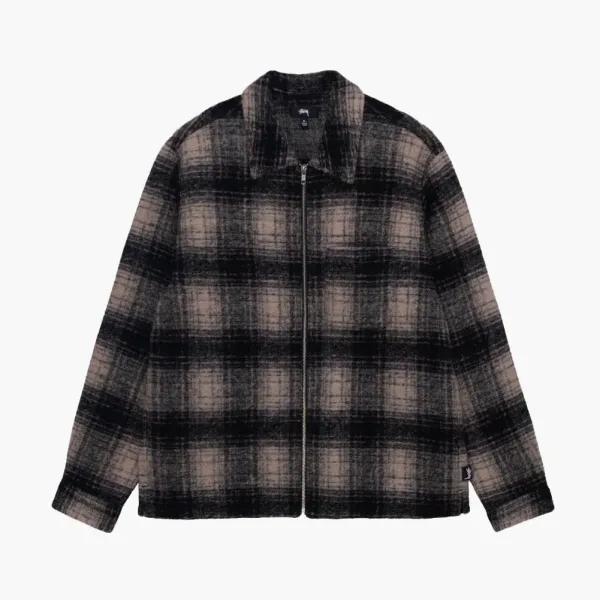 Stussy Wool Plaid Zip Shirt Lilac