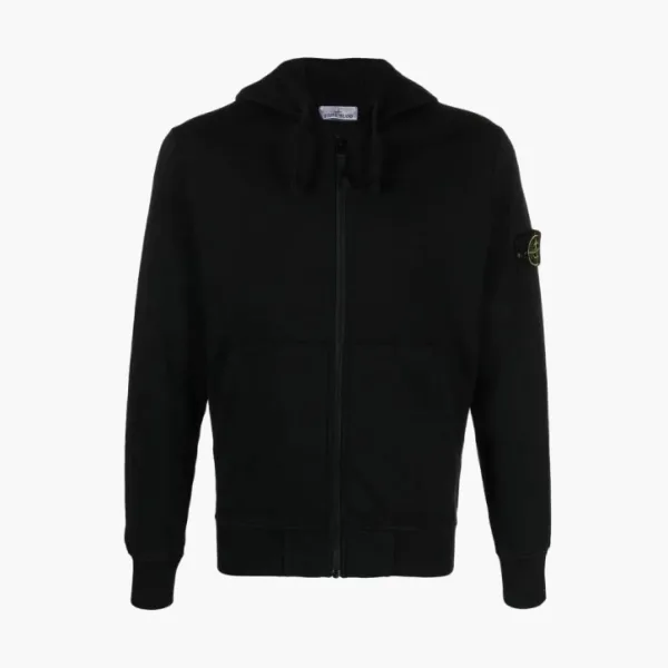 Stone Island Zip Hooded Sweatshirt "Black"