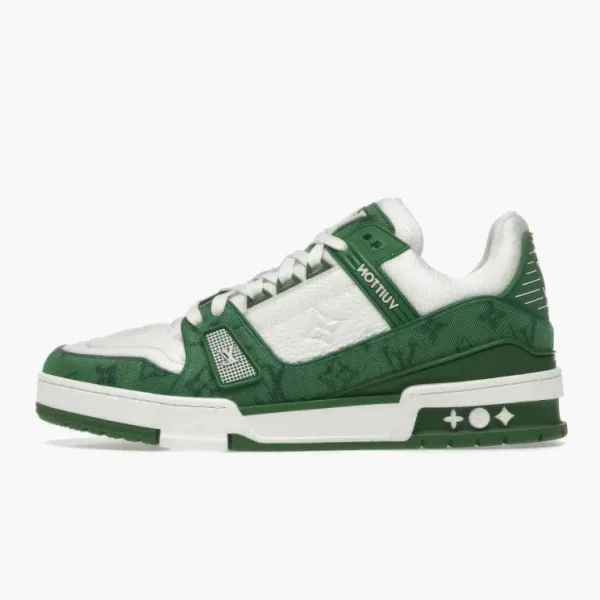 Louis Vuitton Trainer Green Monogram Denim White